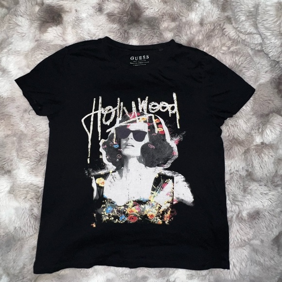 G By GUESS Hollywood Stars Sparkly Logo T-Shirt Top Womens, Small - Picture 6 of 11